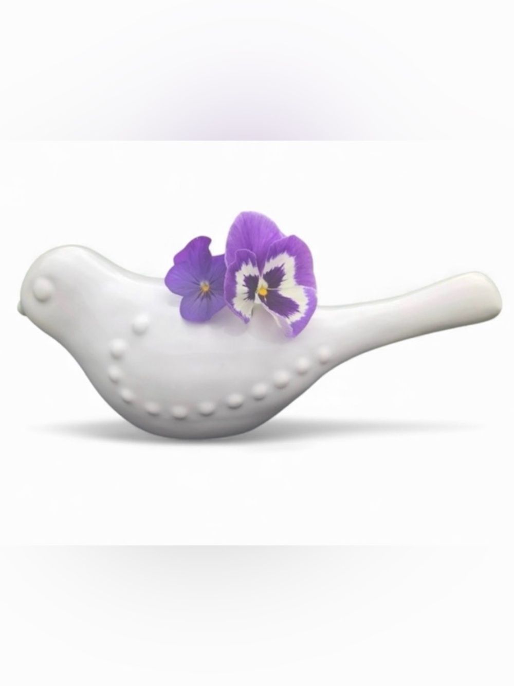 Arhaus White Ceramic Bird Vase